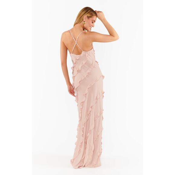 Show Me Your Mumu Romance Ruffle Dress in Dusty Blush Crisp S NWT - Picture 7 of 7